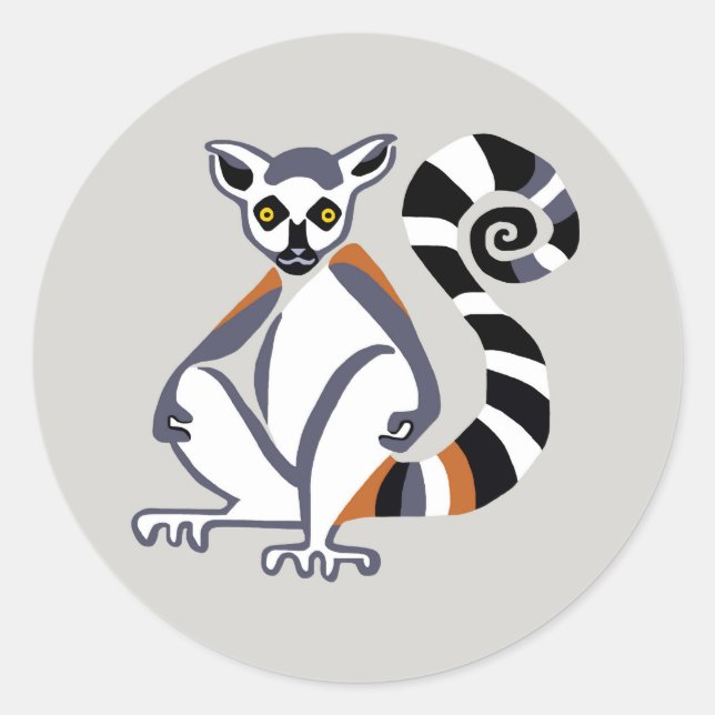 Sticker Rond Animaux en voie de disparition -LEMUR à queue d'an (Devant)