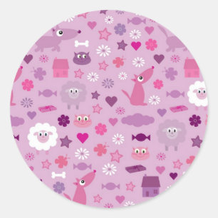 Sticker Rond Animaux et trucs marrants mignons pour des