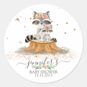 Sticker Rond Animaux Fourrure Famille Raton Laveur Favori