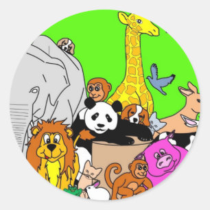 Sticker Rond Animaux heureux
