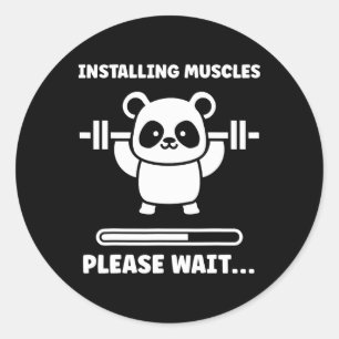 Sticker Rond Animaux Installant Muscles Fitness Musculation Ko