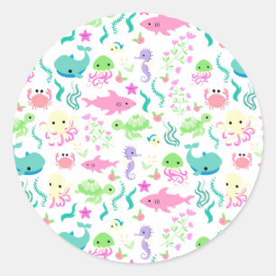 Sticker Rond Animaux marins