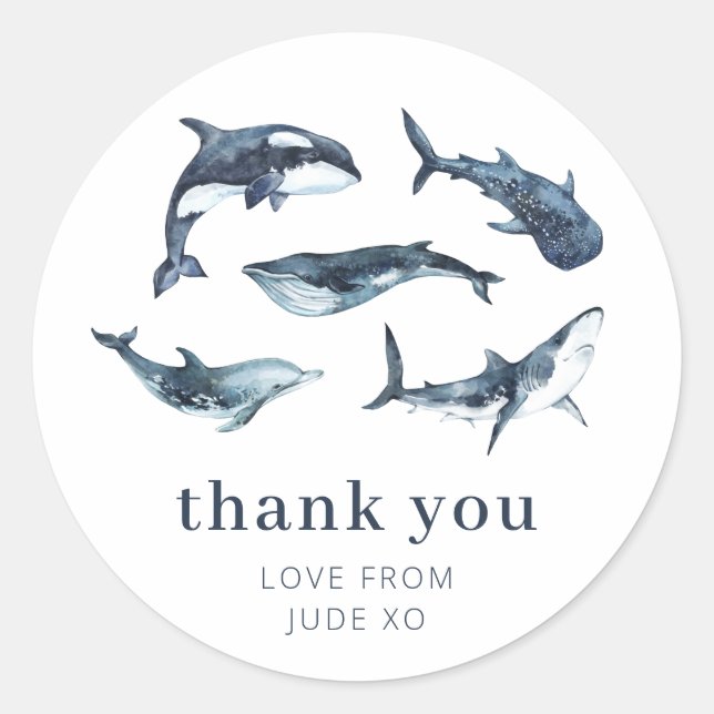 Sticker Rond Animaux marins (Devant)