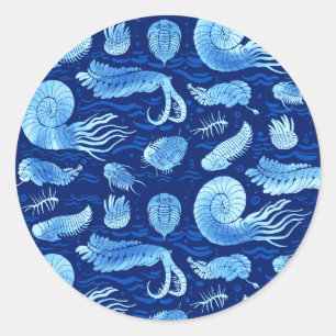 Sticker Rond Animaux marins : Trilobites, Anomalocaris...