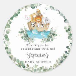 Sticker Rond Animaux mignons Arche de Noah Verdure Anniversaire