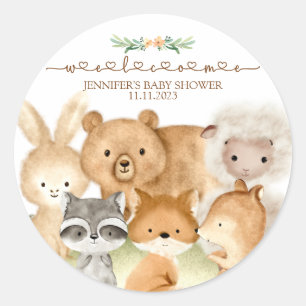 Sticker Rond Animaux Mignons Fourrure Famille Bienvenue