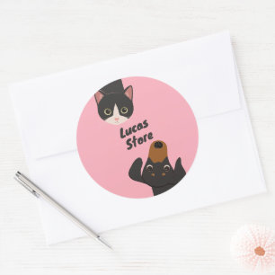 Sticker Rond Animaux mignons gribouillés