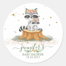 Sticker Rond Animaux Raccoon Famille Favoriser