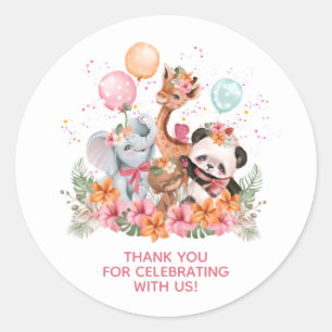 Sticker Rond Animaux Safari pour filles