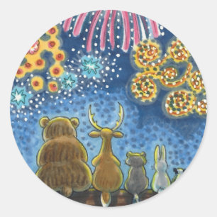 Sticker Rond ANIMAUX SAUVAGES 4 JUILLET FEU, MORT Drôle