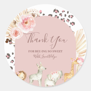 Sticker Rond Animaux sauvages boho Merci d'être ici Classique
