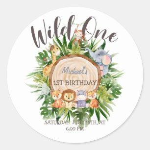 Sticker Rond Animaux sauvages Bois