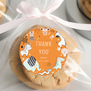 Sticker Rond Animaux sauvages du safari anniversaire de enfant 