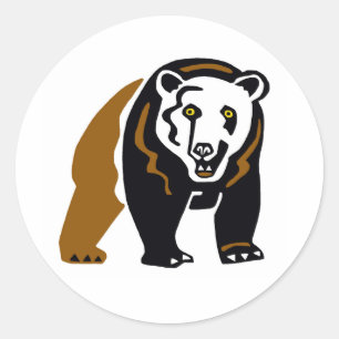 Sticker Rond Animaux sauvages Grizzly BEAR - Nature - Conservat