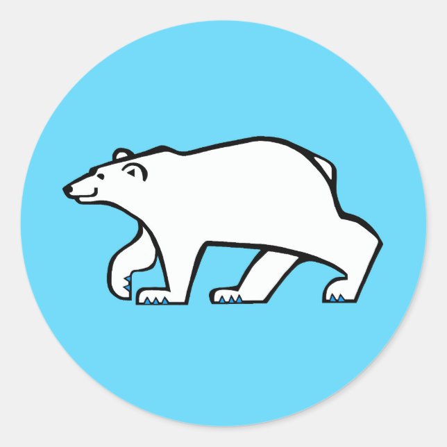 Sticker Rond Animaux sauvages - OURS POLAIRE Cool - bleu arctiq (Devant)