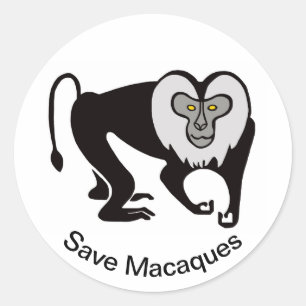 Sticker Rond Animaux sauvages - Save MACAQUES - Nature -