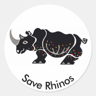 Sticker Rond Animaux sauvages - Save RHINOS - Nature - Afrique