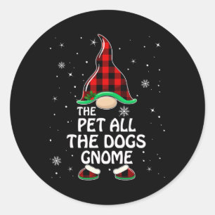 Sticker Rond Animaux Tous Les Chiens Gnome Buffalo Plaid Family