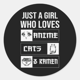 Sticker Rond Anime cadeau parfait, chats et Ramen