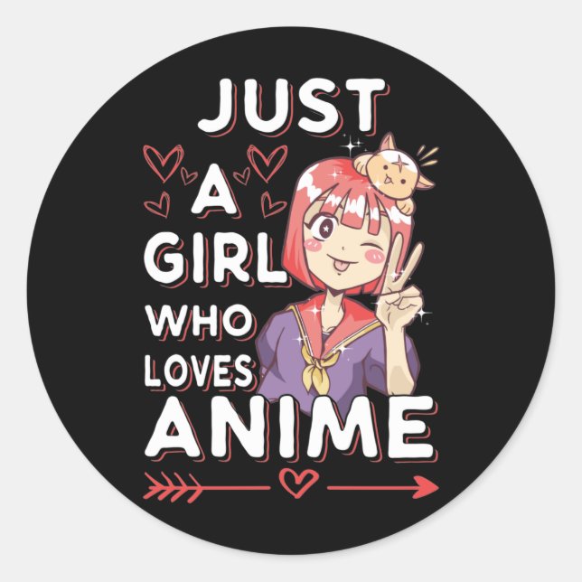 Sticker Rond Anime Fan Girl Otaku Japonais Manga Lover (Devant)