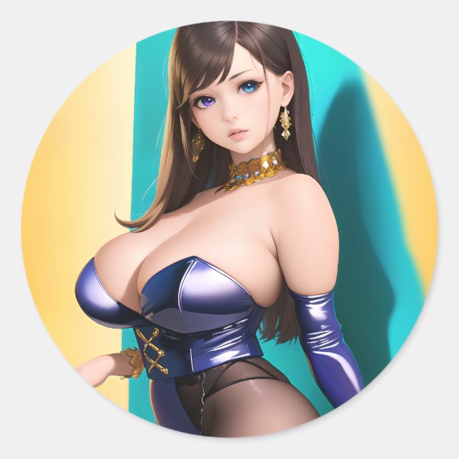 Sticker Rond Anime Girl 046 (Devant)