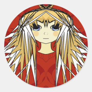 Sticker Rond Anime Girl Power