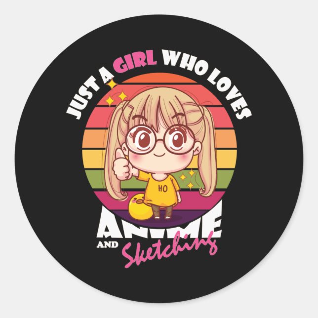 Sticker Rond Anime Kawaii | pour Anime & Sketting Lover (Devant)