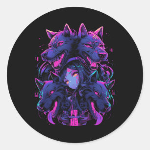 Sticker Rond Anime Manga Cyberpunk Techwear Esthétique Harajuku