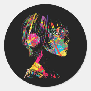 Sticker Rond Anime Manga Motif Artiste géométrique Anime