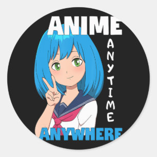 Sticker Rond Anime N'Importe Où Anime Girl