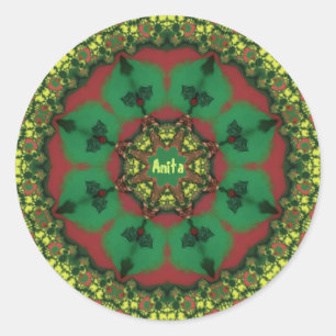 Sticker Rond ANITA ~ WOW! Jaune rouge de Noël vert ~