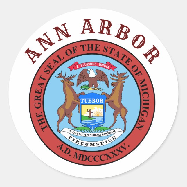 Sticker Rond Ann Arbor, Michigan (Devant)