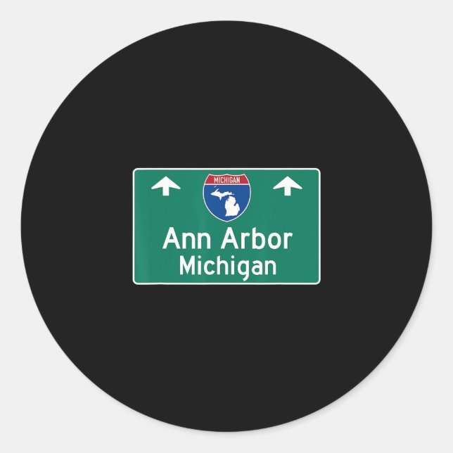 Sticker Rond Ann Arbor Michigan Mi Interstate Highway Vacation  (Devant)