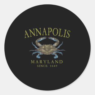 Sticker Rond Annapolis Maryland Crabe Bleu Depuis 1649 Olive Ar