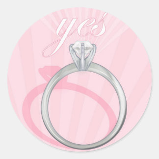 Sticker Rond Anneau fiançailles "Oui" - rose