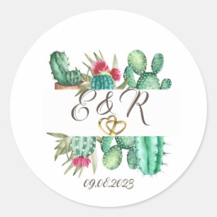 Sticker Rond Anneaux de cactus à l'aquarelle