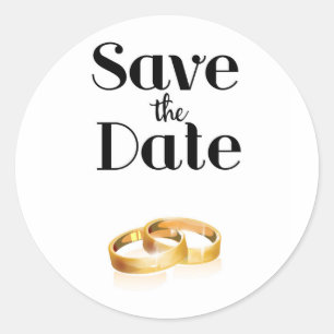 Sticker Rond Anneaux de mariage Enregistrez la date