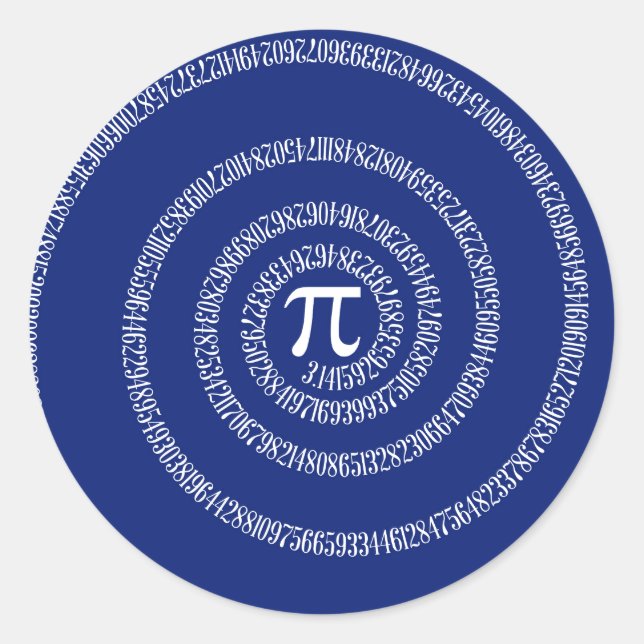 Sticker Rond Anneaux de spirale pour Pi sur bleu marine (Devant)