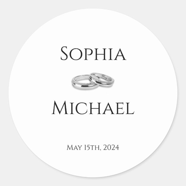 Sticker Rond Anneaux-Mariages blancs et noirs (Devant)