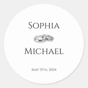 Sticker Rond Anneaux-Mariages blancs et noirs