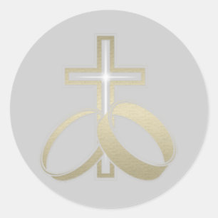 Sticker Rond Anneaux Mariages d'or et cadeaux croisés