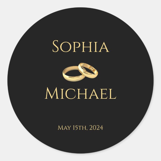 Sticker Rond Anneaux-Mariages noirs et or- (Devant)