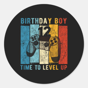 Sticker Rond Année Anniversaire Garçon 12 Temps Pour Niveau Jus