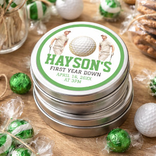 Sticker Rond Année Après Année, Golf ! 1ère fête d'anniversaire