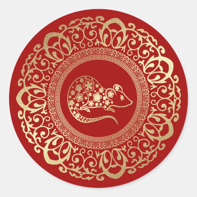 Sticker Rond Année chinoise du rat (Devant)