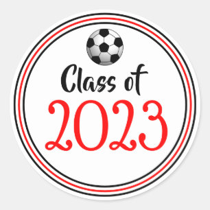 Sticker Rond Année de classe Graduation rouge et noir