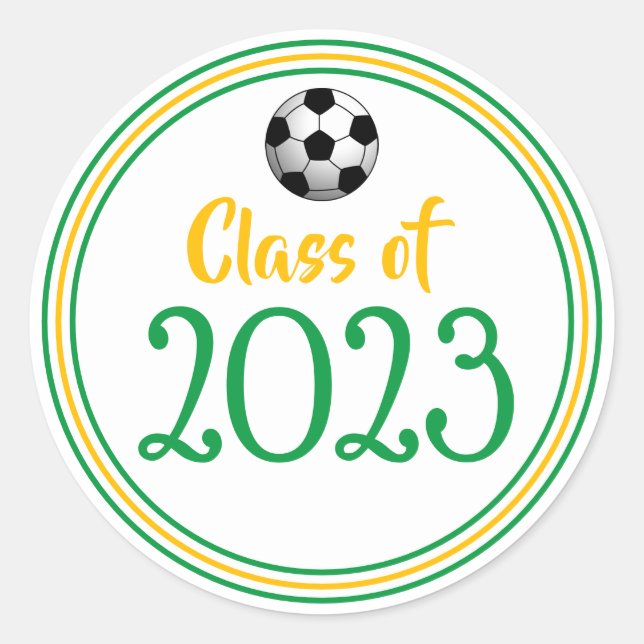Sticker Rond Année de classe Graduation verte et or (Devant)