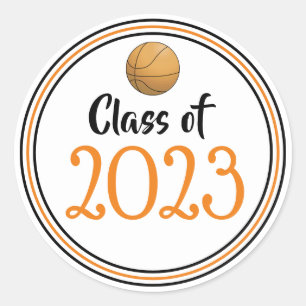Sticker Rond Année de classe Orange & Noir Graduation