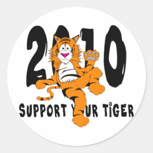 Sticker Rond Année drôle du cadeau 2010 de tigre