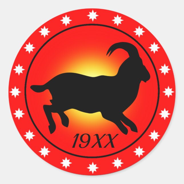 Sticker Rond Année du bélier / chèvre / mouton (Devant)